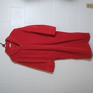 Secret Treasures Zip Front Soft Plush Fleece Cozy Red Robe Pockets